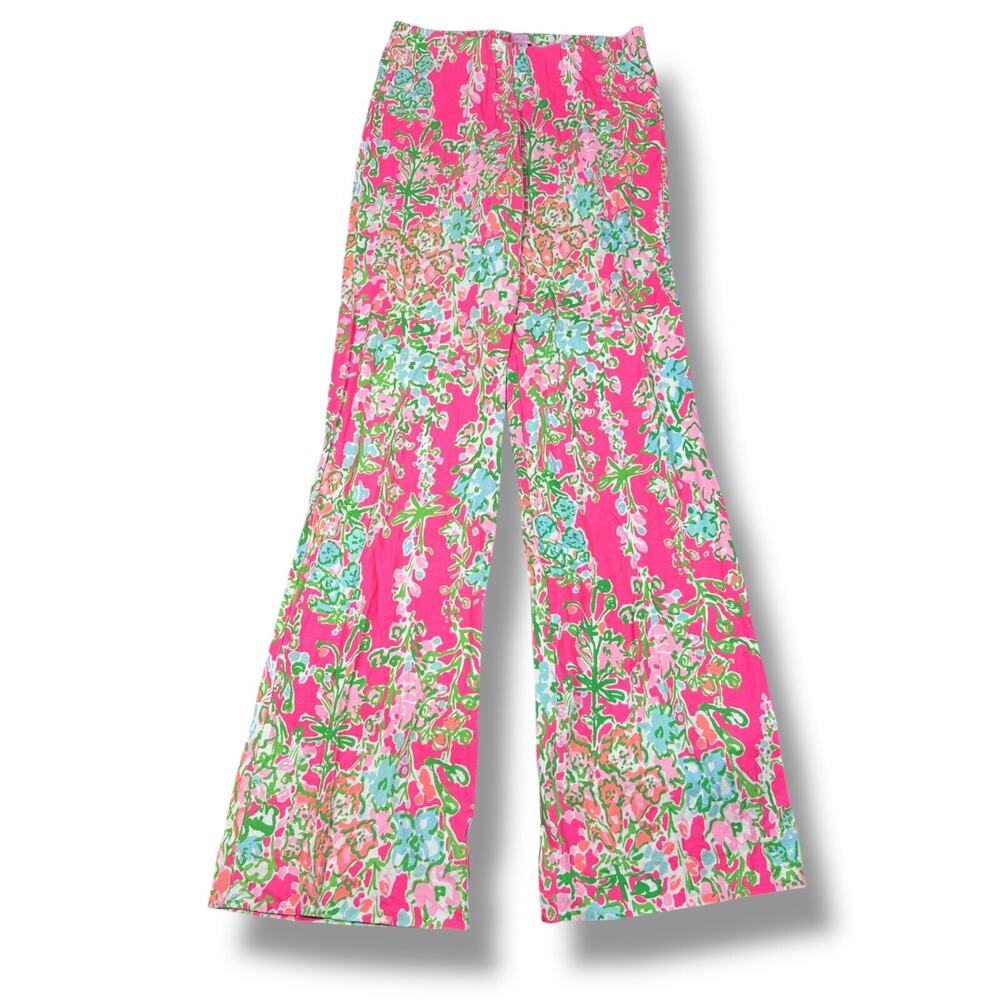 Lilly Pulitzer Georgia May Palazzo Pants Womens 2XS‎ XXS Pink Floral Wide Leg